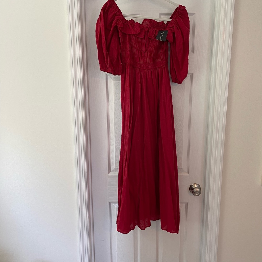 Elegant Red Off-Shoulder Dress